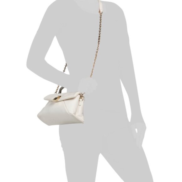 Ted Baker Poppy Small Satchel Crossbody Handbag Lock White Cream Leather - Picture 15 of 16